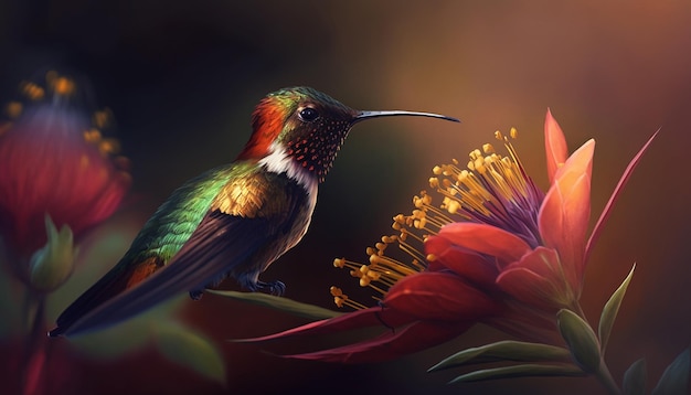 Uccello colibrì in natura IA generativa