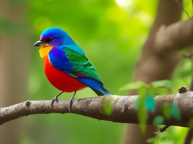 Uccello colorato in forestai generato