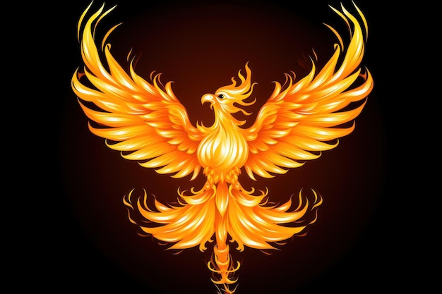 Uccello fenice con ali in fuoco Creatura spirituale del folclore mitologico generativo ai