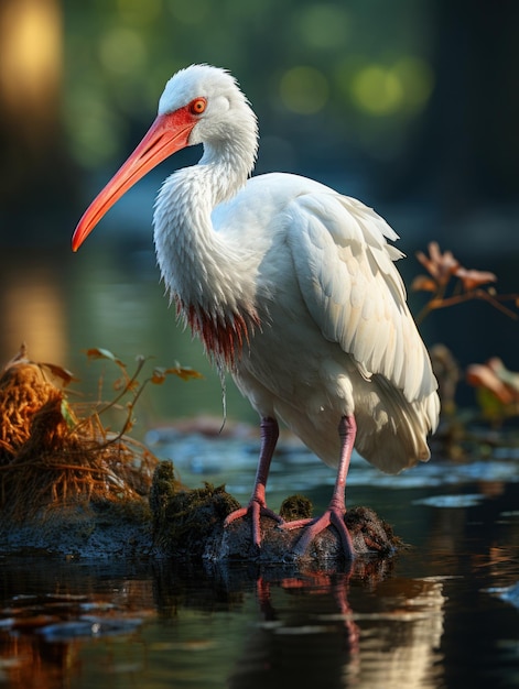 Uccello ibis nel suo habitat naturale Fotografia della fauna selvatica IA generativa