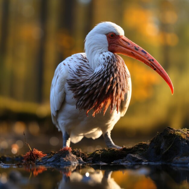 Uccello ibis nel suo habitat naturale Fotografia della fauna selvatica IA generativa