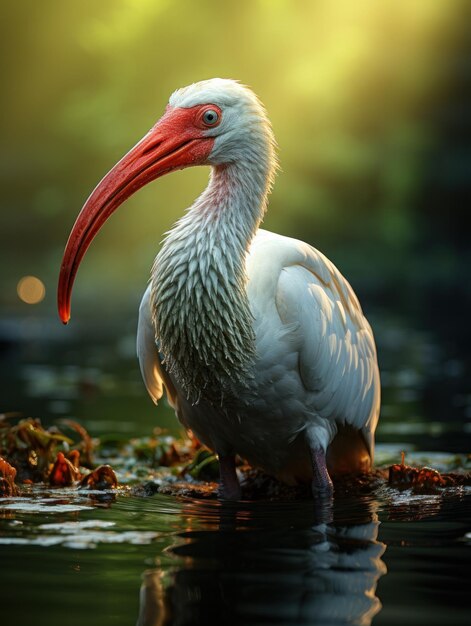 Uccello ibis nel suo habitat naturale Fotografia della fauna selvatica IA generativa