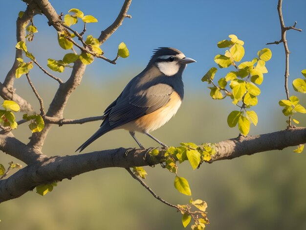 Uccello panoramico naturale seduto sul ramo ai generare