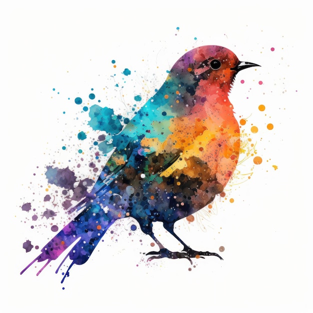 Uccello variopinto dell'acquerello Illustrazione AI GenerativexA