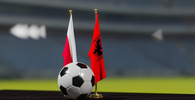 UEFA 2024 Calcio Polonia vs Albania Campionato europeo Polonia e Albania con pallone da calcio lavoro 3d Yerevan Armenia 2023 24 marzo