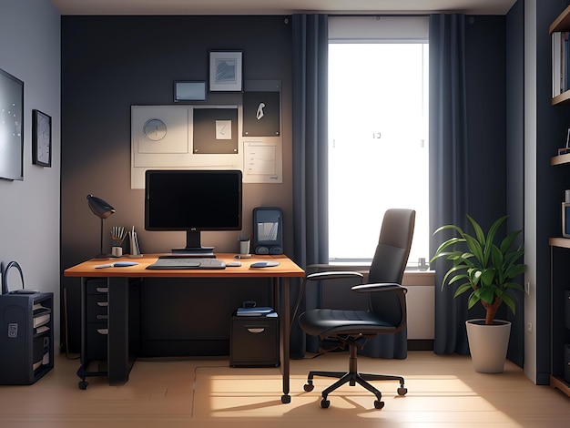 Ufficio di uomo d'affari camera moderna con sfondo interno vettoriale realistico 3d