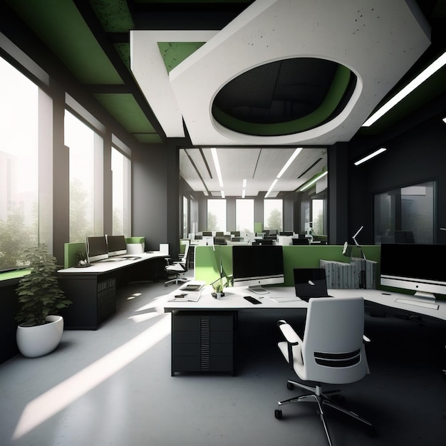 Ufficio moderno interior design open space generativo ai