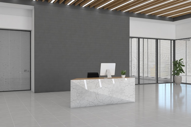 Ufficio reception mockup vista frontale interior design