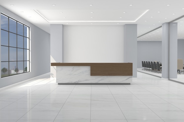 Ufficio reception mockup vista frontale interior design