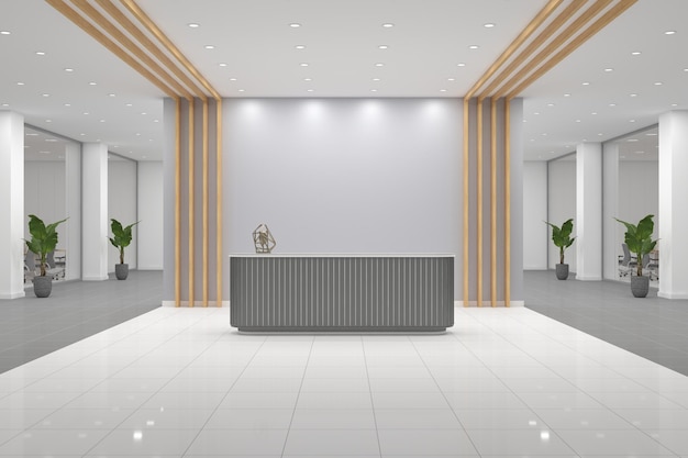 Ufficio reception mockup vista frontale interior design