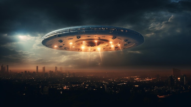 UFO che sorvola una città