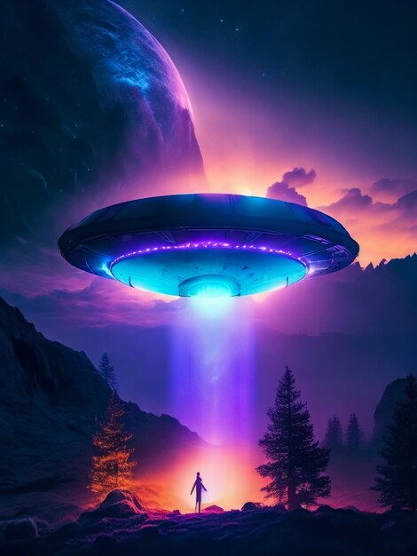 UFO che vola nel cielo