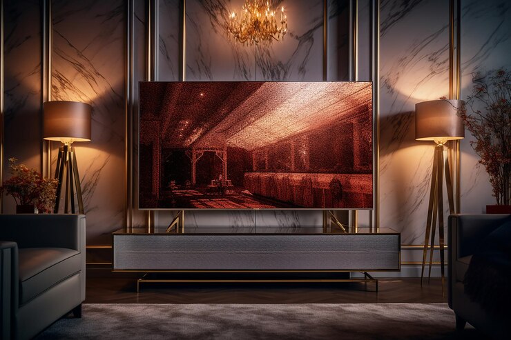 Ultimate Entertainment Hub Grande Smart TV in un ambiente di lusso