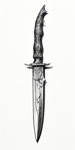 Ultra realistico disegno fantasy coltello su superficie bianca