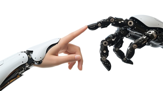 umanità e tecnologia una vista ravvicinata di una mano umana che tocca una mano robotica