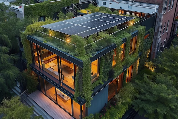 Un'abitazione sostenibile nel centro della città con pannelli solari