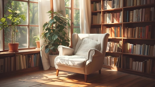 Un accogliente angolo di lettura con coperte e tè che promuove il rilassamento e l'auto-riflessione attraverso la letteratura