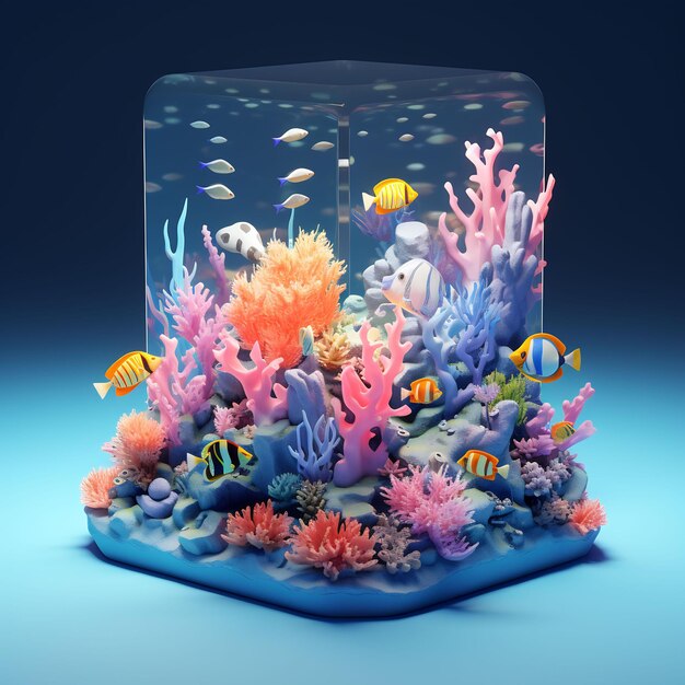 un acquario con le parole " pesce tropicale " sul fondo.