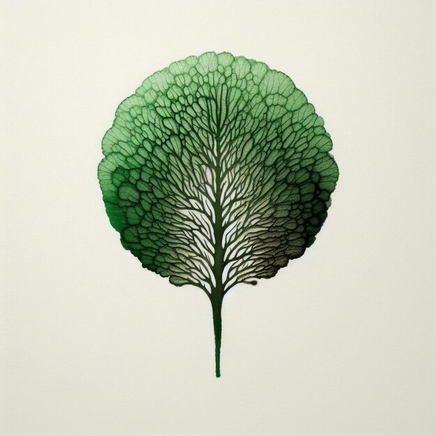 Un'acquerello di albero verde su carta