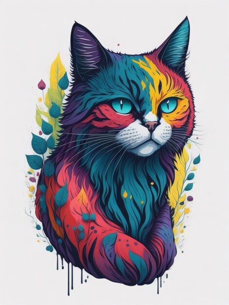 un adesivo colorato per gatti per il design della maglietta