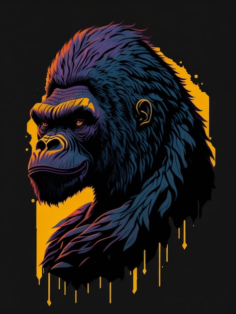 un adesivo di un gorilla per il design di una maglietta