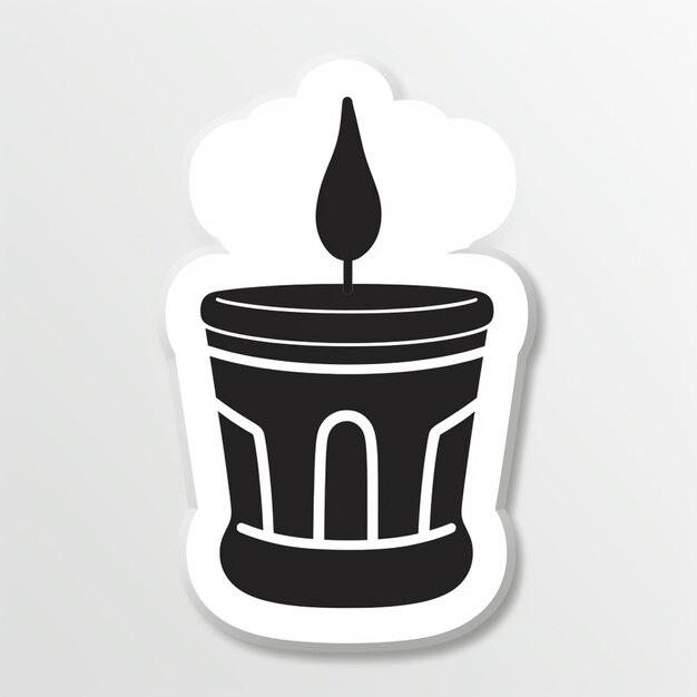 un adesivo in bianco e nero di una candela con sopra un adesivo a forma di candela ai generativa
