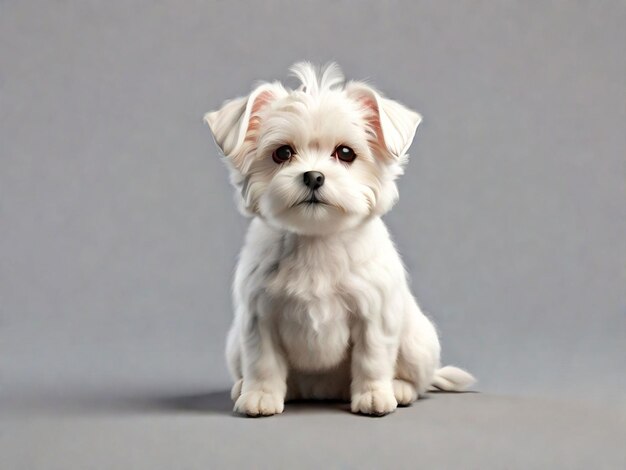 un adorabile cucciolo maltese isolato su uno sfondo bianco