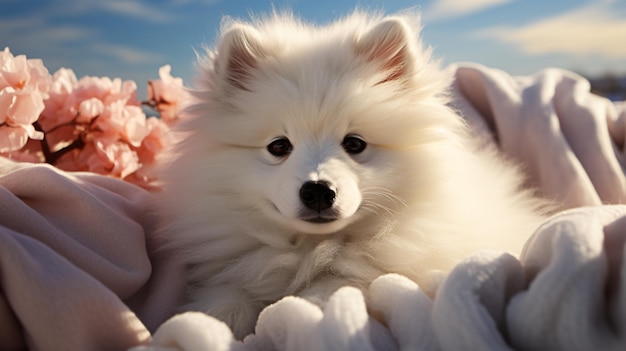 Un adorabile e splendido cucciolo di Samoyed Generative AI