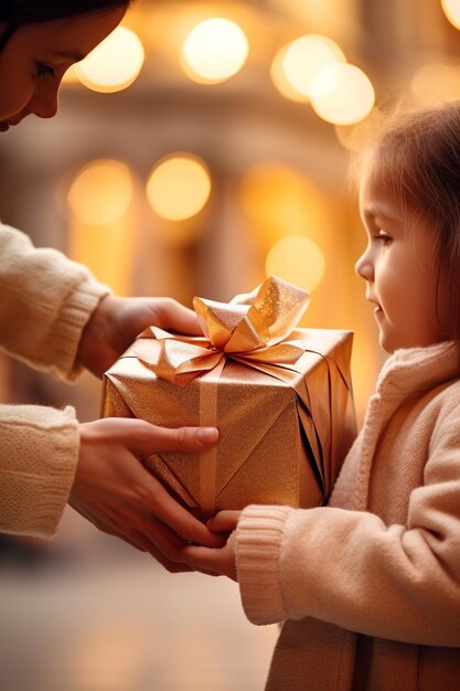 Un adulto che regala a un bambino a Natale