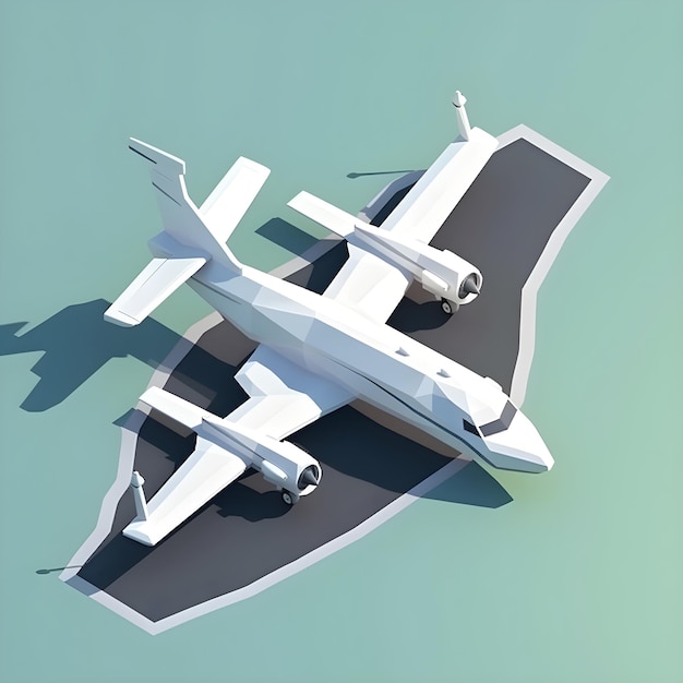 Un aereo bianco con stile low poly