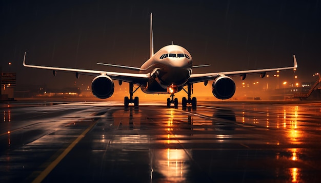 un aereo che decolla da un aeroporto l'ai generativa della pista