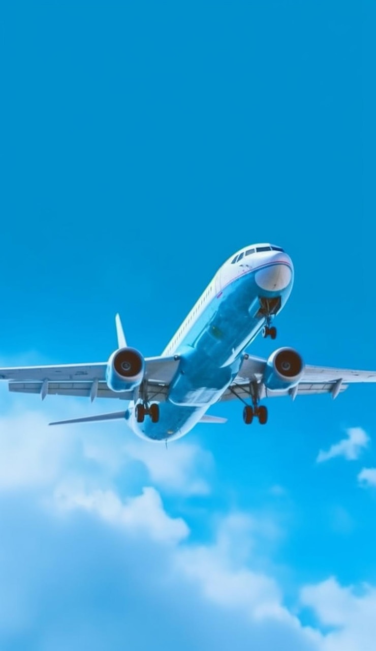 Foto un aereo che vola nel cielo con la scritta "aria" sul fondo.