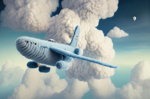 Un aereo che vola tra le nuvole con la parola aria sul davanti.