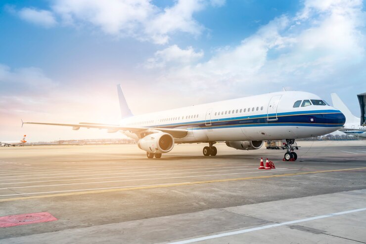 Foto un aereo di linea sul piazzale della pista