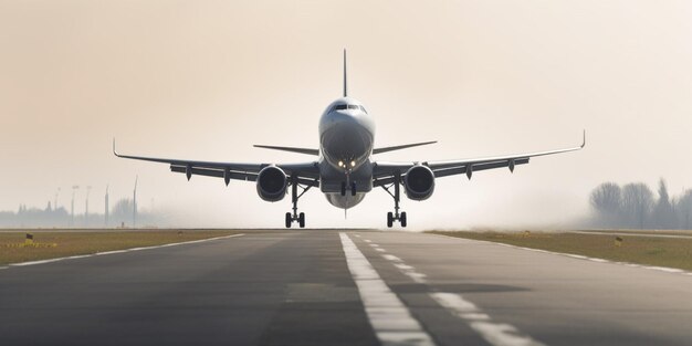 Un aereo sta per decollare su una pista.