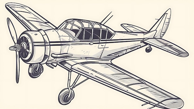 Un aereo vintage con un motore radiale e un'elica di legno L'aereo è in volo ed è visto da un lato