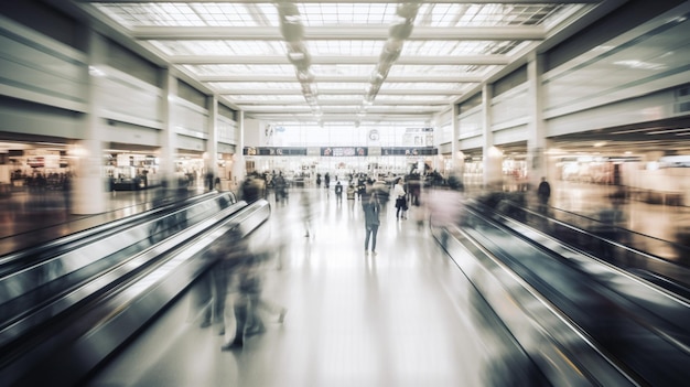 Un aeroporto affollato con un cartello che dice "paris" sopra