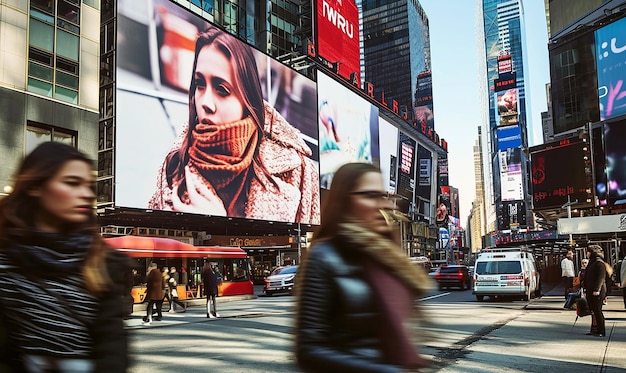 Un affascinante cartellone urbano in un ambiente vivace