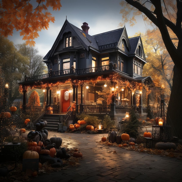un'affascinante composizione fotografica a tema Halloween che cattura l'essenza di una famiglia