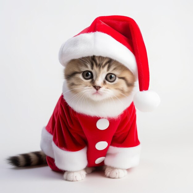 Un affascinante felino vestito da Babbo Natale che diffonde gioia festosa