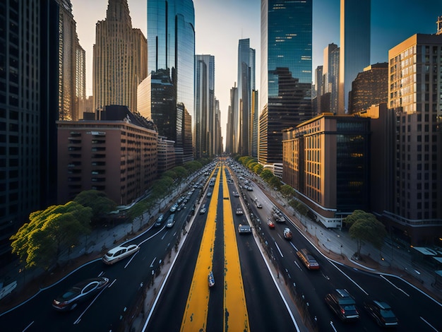 Un'affascinante fotografia che mostra un'ampia strada di asfalto