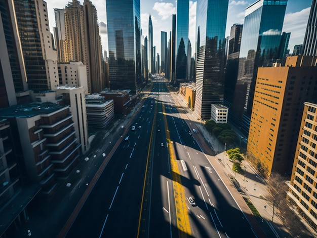 Un'affascinante fotografia che mostra un'ampia strada di asfalto