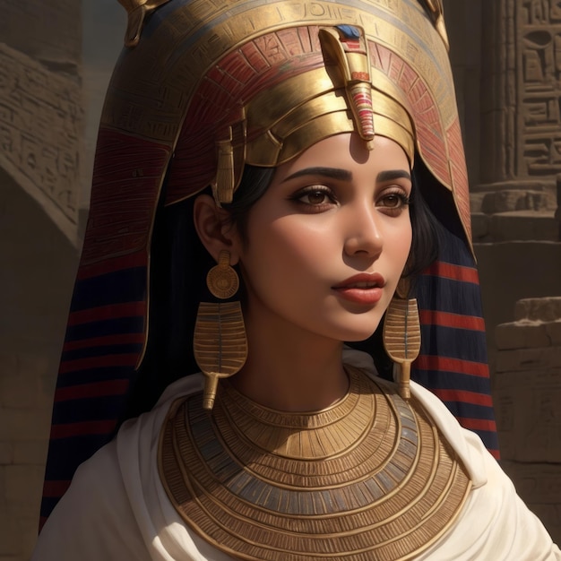 Un'affascinante illustrazione di una donna egiziana non sposata vicino al Nilo nei tempi antichi