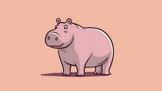 un affascinante ippopotamo cartone animato con sfondo di ippopotamo pastello