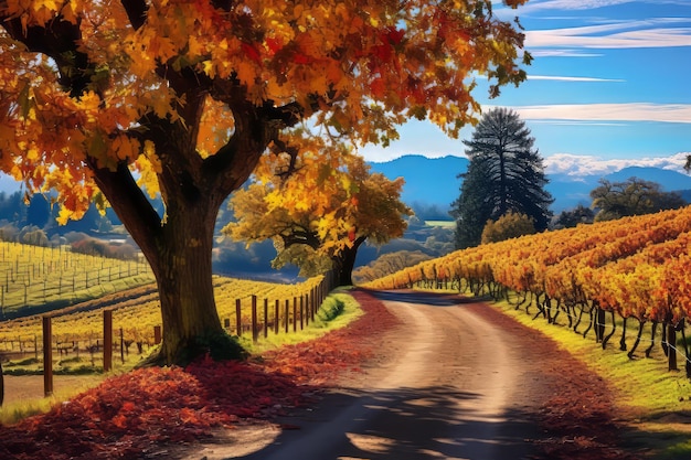 Un'affascinante miscela di colori autunnali esplora il paesaggio autunnale della Wine Country nel nord della California