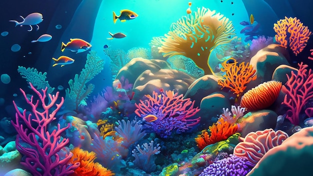 Un affascinante mondo sottomarino con colorate barriere coralline e vita marina esotica