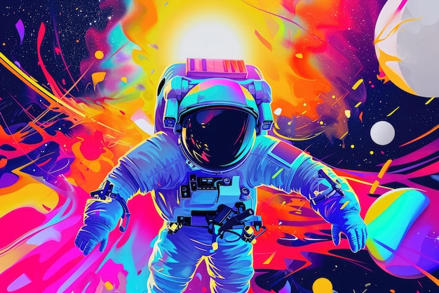 Un'affascinante mostra di arte pop svela il viaggio straordinario degli astronauti in un terreno celeste inimmaginabile.