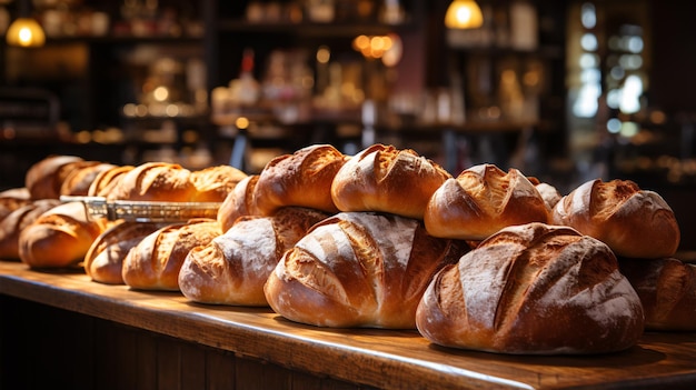 Un'affascinante panetteria vanta una seducente collezione di vari pane pane un invito al piacere culinario