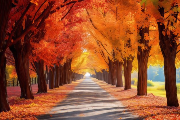 Un'affascinante tavolozza d'autunno Una splendida vista di un colorato vicolo