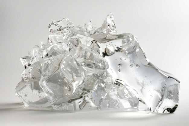 Un'affascinante vetrina di sculture di ghiaccio su sfondo bianco